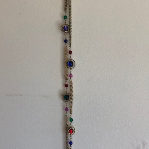 LADY REMINGTON Signed Cabochon Gold Tone Long Necklace 1980's - Picture 14 of 16